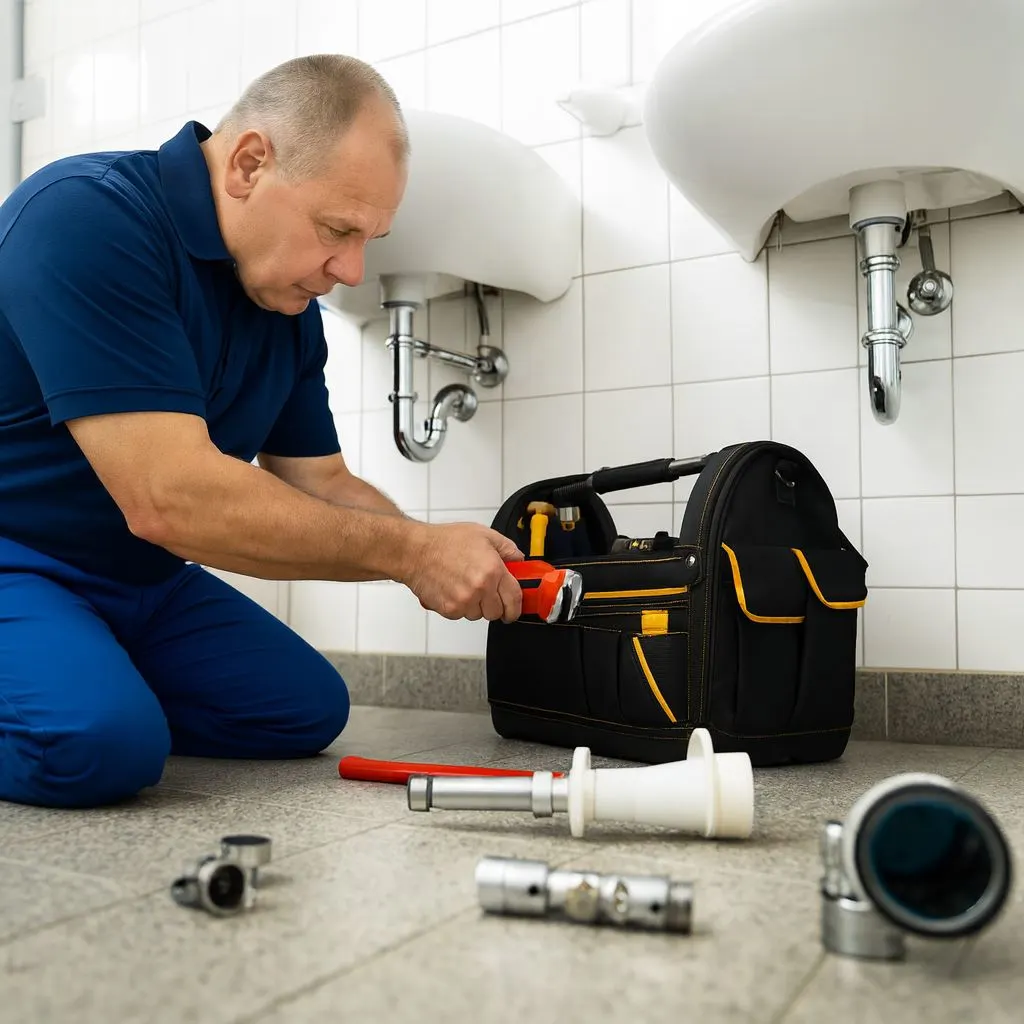 Installateur repariert Sanitäranlage